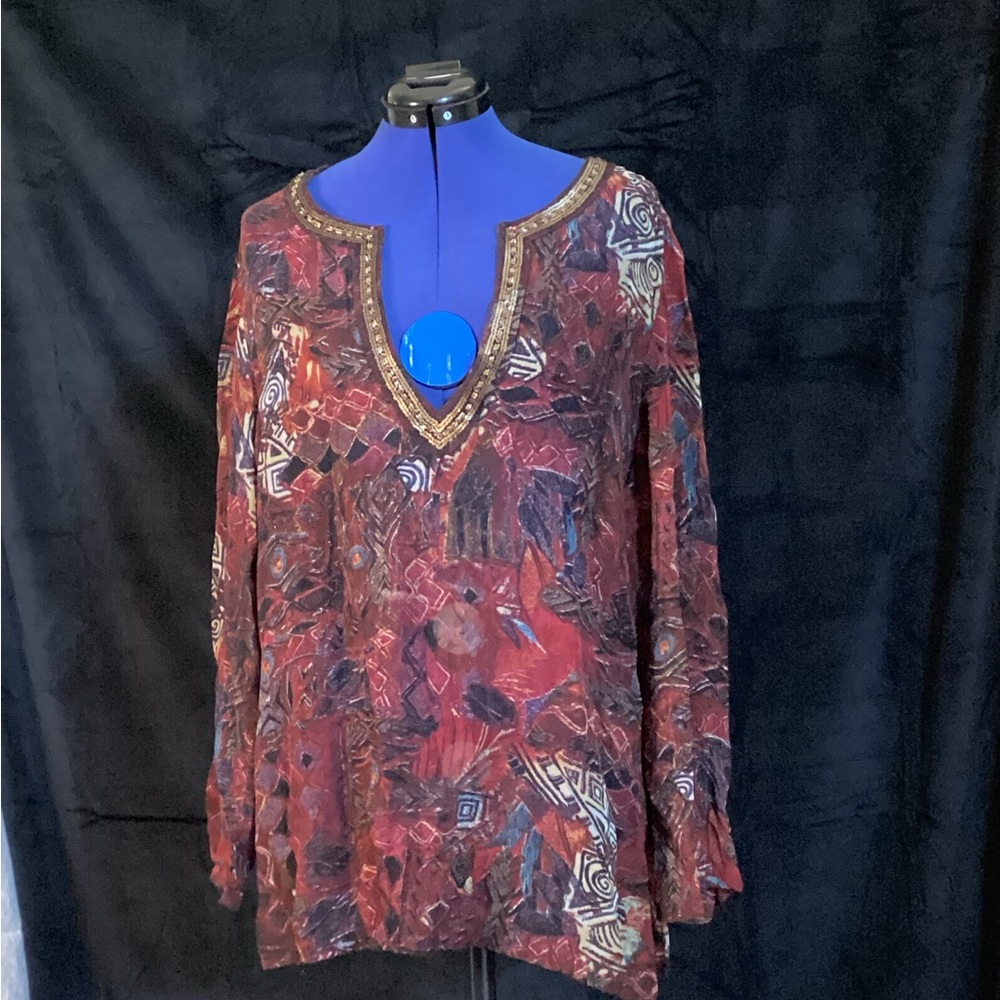 Chico's Multicolor Abstract Tunic Top